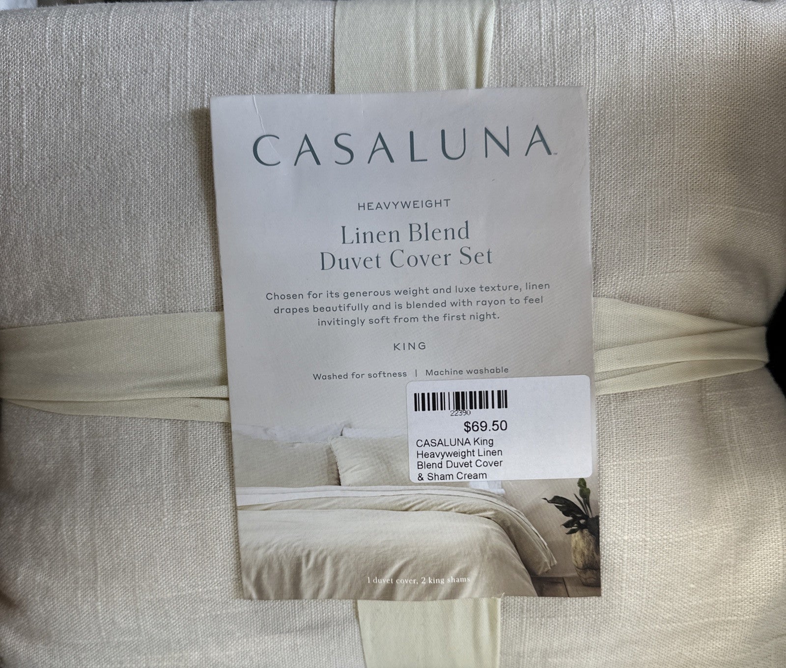 King Heavyweight Linen Blend Duvet Cover & Sham Natural - Casaluna