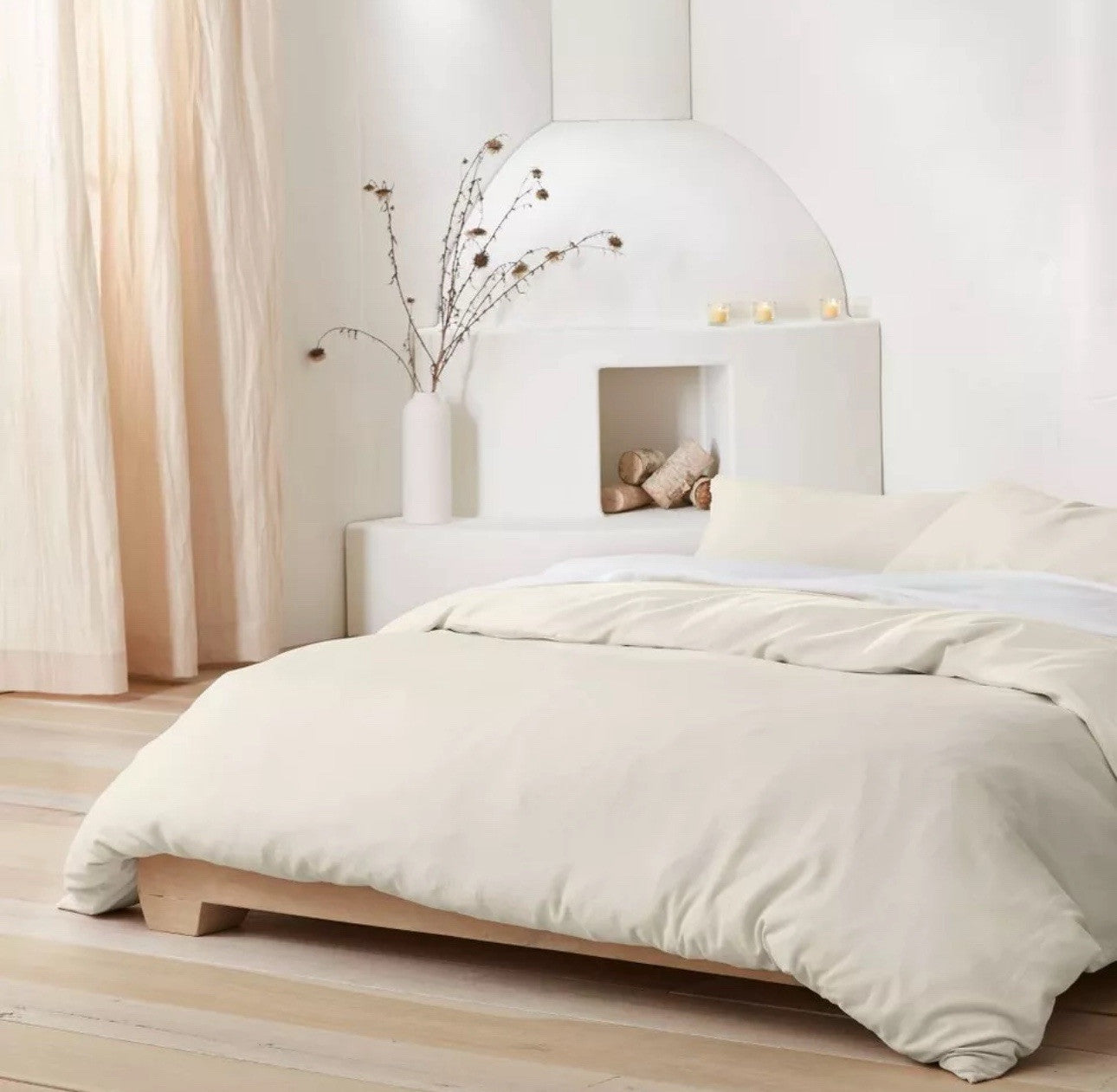 King Heavyweight Linen Blend Duvet Cover & Sham Natural - Casaluna