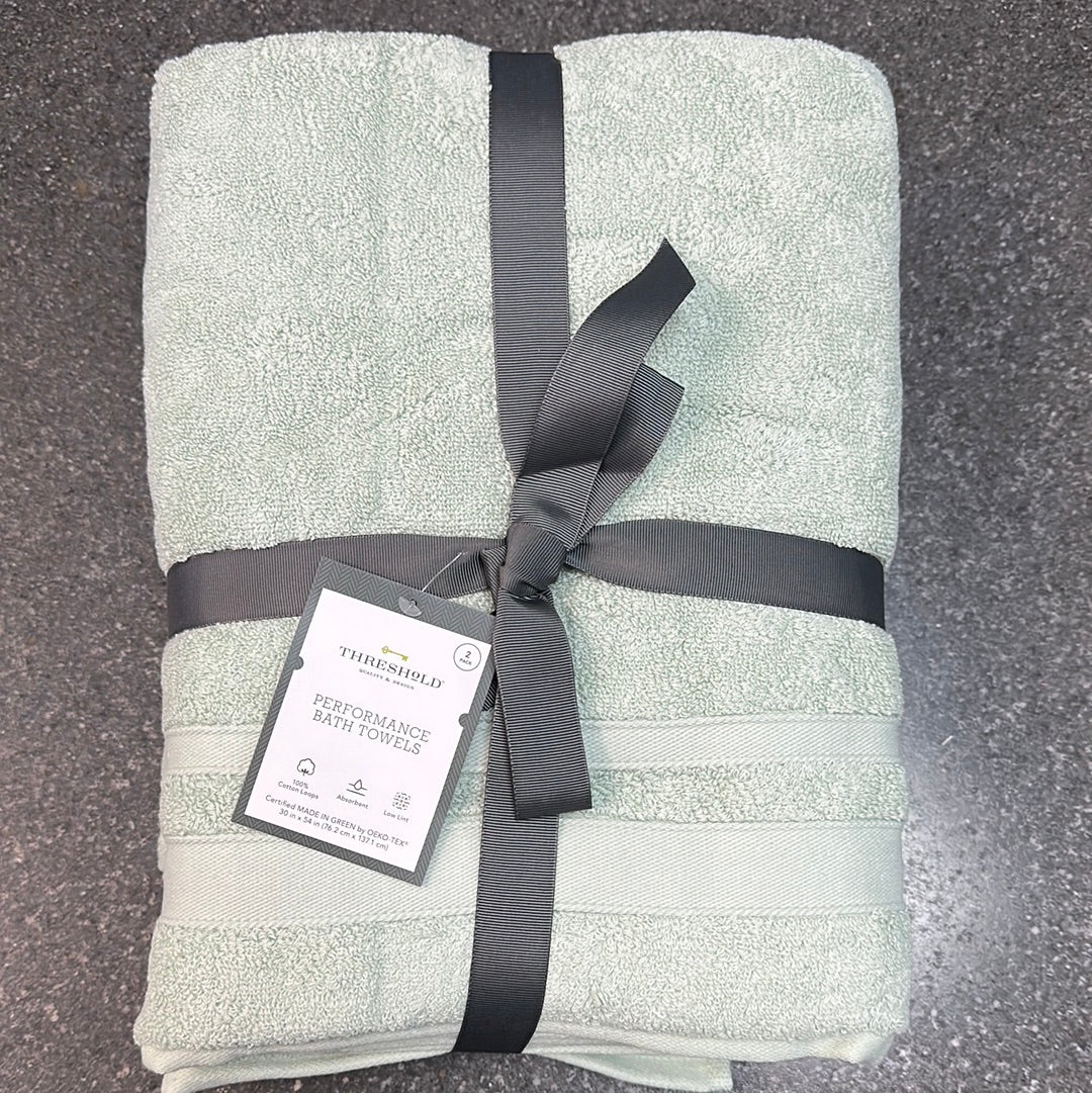 Threshold 2 Pieces Performance Bath Towels Light Green