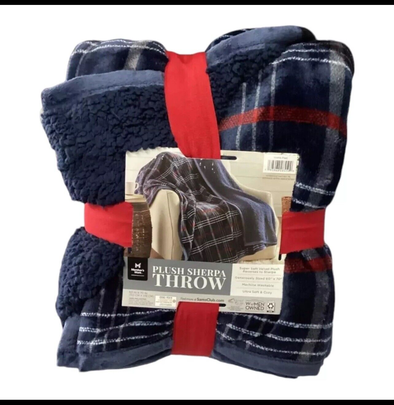 Member's Mark 60" x 70" Oversized Plush Sherpa Throws, Aramis plaid