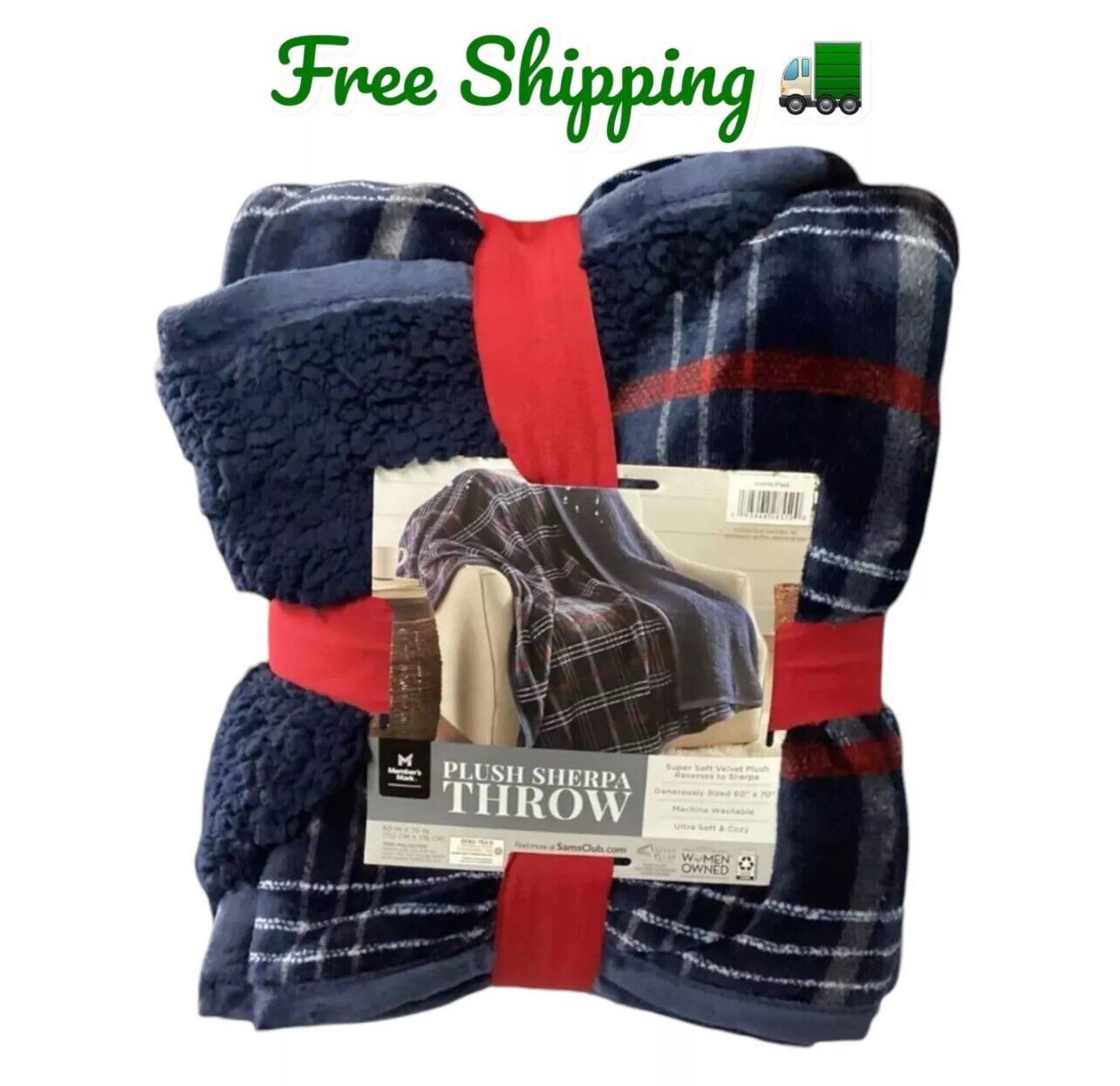 Member's Mark 60" x 70" Oversized Plush Sherpa Throws, Aramis plaid