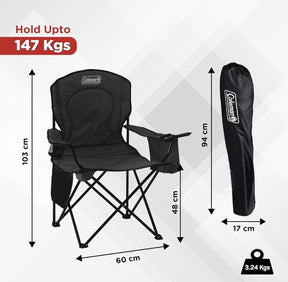 2 PACK Coleman Adult Camping Chair with Built-In 4 Can Cooler Cup Holders Black