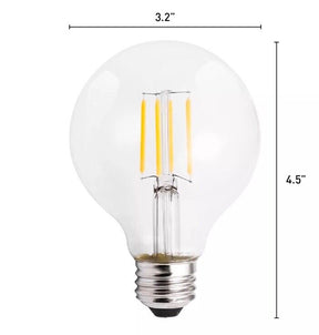 4 Pack G25 Clear Globe Filament Bulbs LED 2700K Warm White 4.5W =40W E26 120V