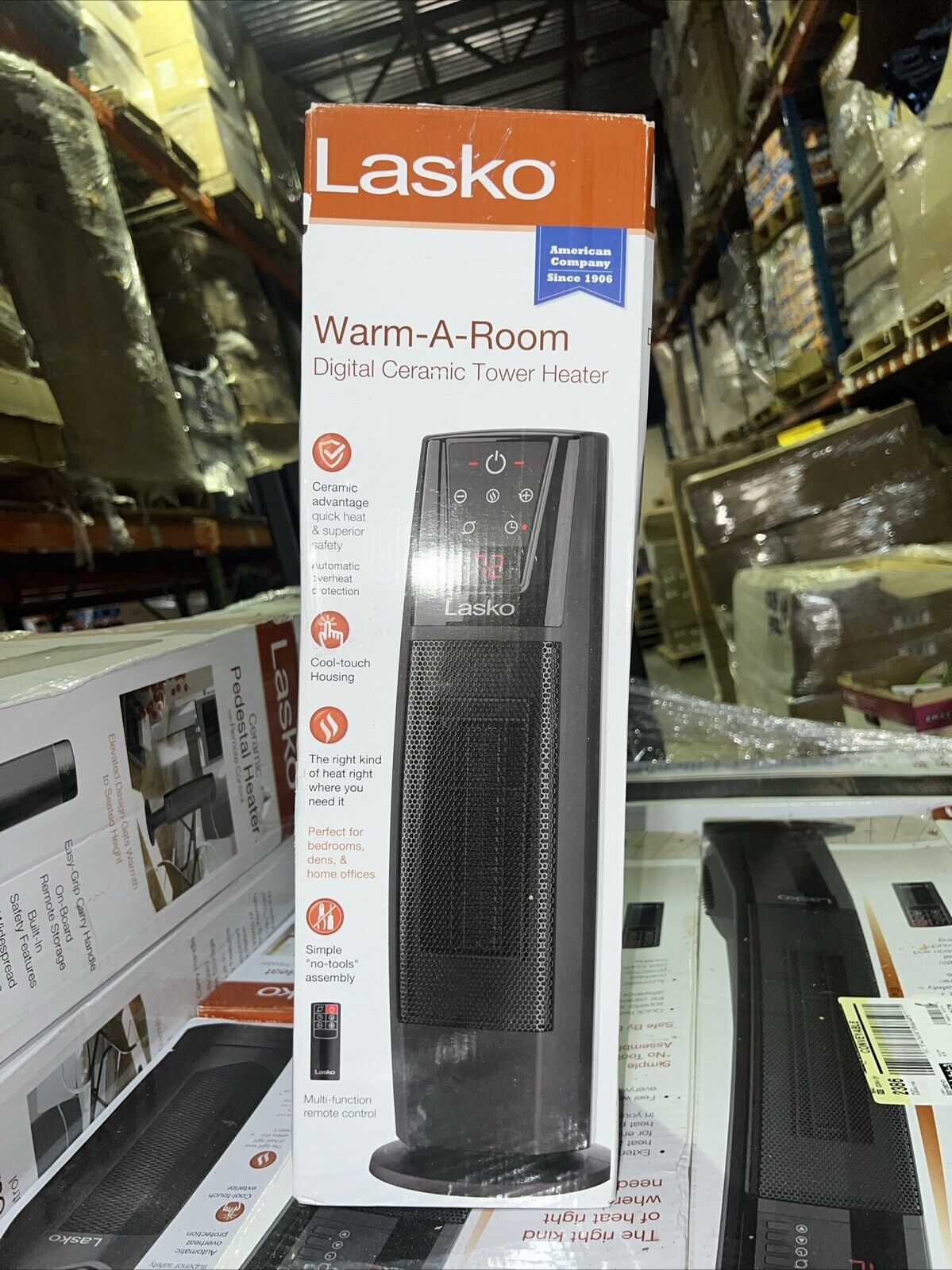 Lasko CT22445 Ceramic Tower Heater with Remote - Black