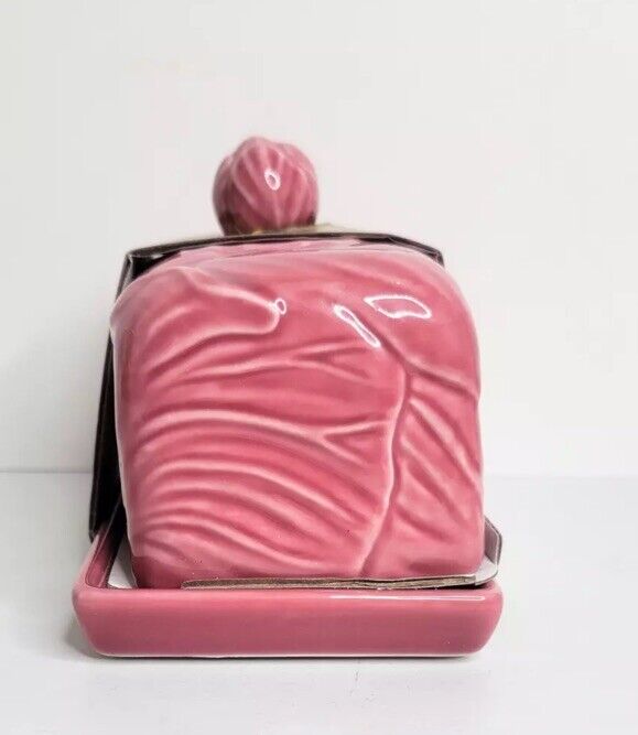 PINK Stoneware Cabbage Covered Butter Dish John Derian For Target - NEW