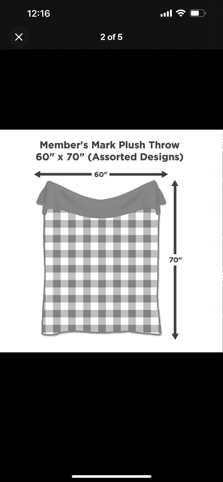 Member's Mark 60" x 70" Oversized Plush Sherpa Throw Blanket