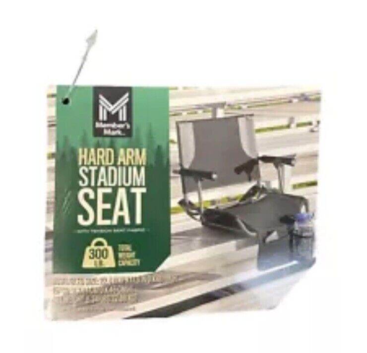 Member's Mark Lightweight Hard Arm Stadium Seat with Cup Holder (Black/Grey)