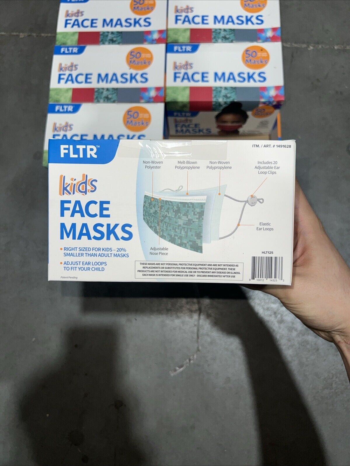 (6 PACK)FLTR Kids Face Mask New 50 Masks Includes 20 Adjustable Ear Loop Clips