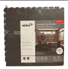 Norsk Commercial Grade Reversible Gym Flooring, Gray/Black