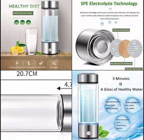 Hydrogen Rich Health Cup Alkaline Ionizer Generator Electrolysis Water Bottle US