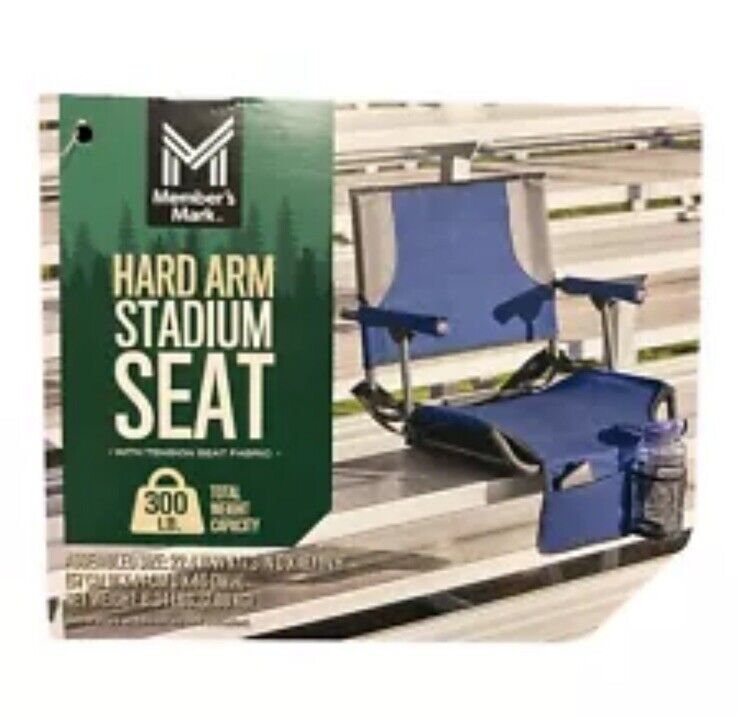 Member's Mark Lightweight Hard Arm Stadium Seat with Cup Holder (Blue)