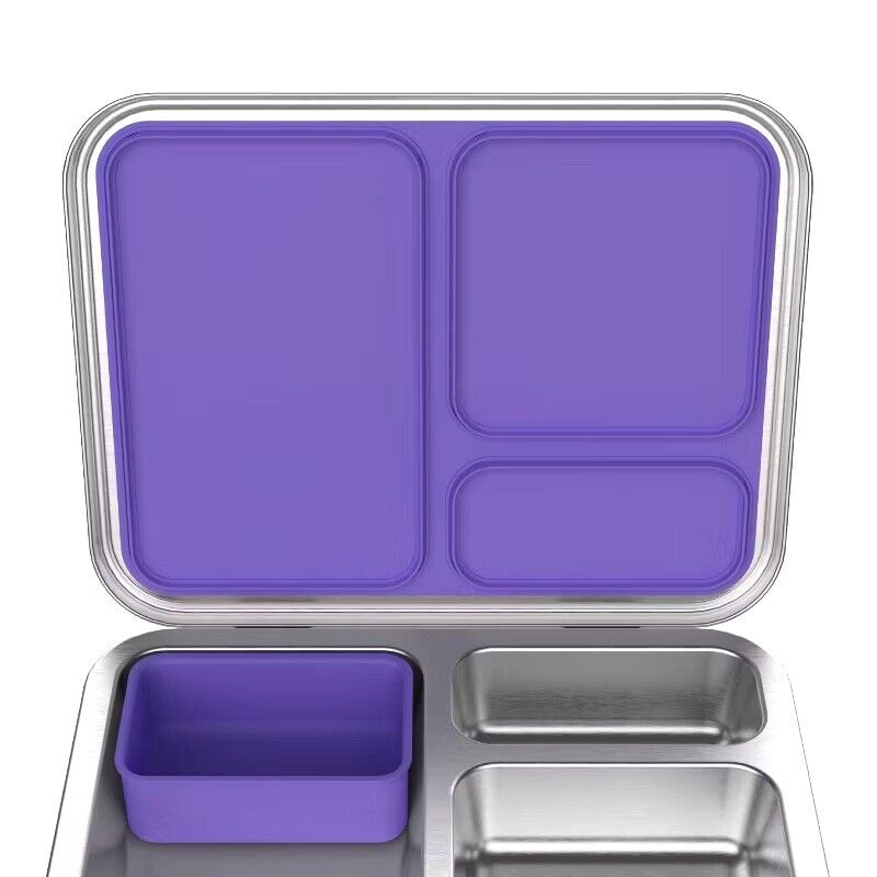 Stainless Steel Kids Lunch Box Leak-Resistant Eco-Friendly 3 Compartment Design