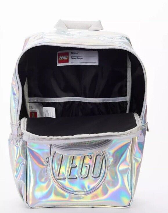 LEGO Brick 15" Silver Holographic Backpack - Unisex Kids & Adults - NWT!