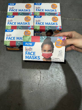 (6 PACK)FLTR Kids Face Mask New 50 Masks Includes 20 Adjustable Ear Loop Clips