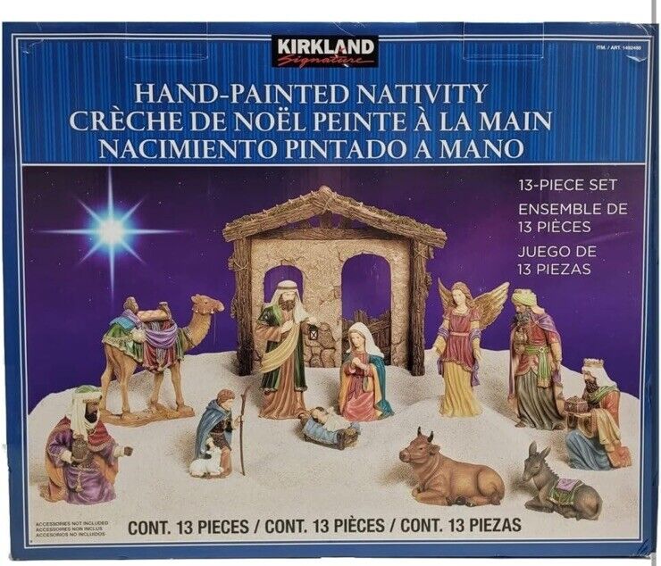 NIB Kirkland Signature Hand Painted Christmas Nativity 13 Piece Set