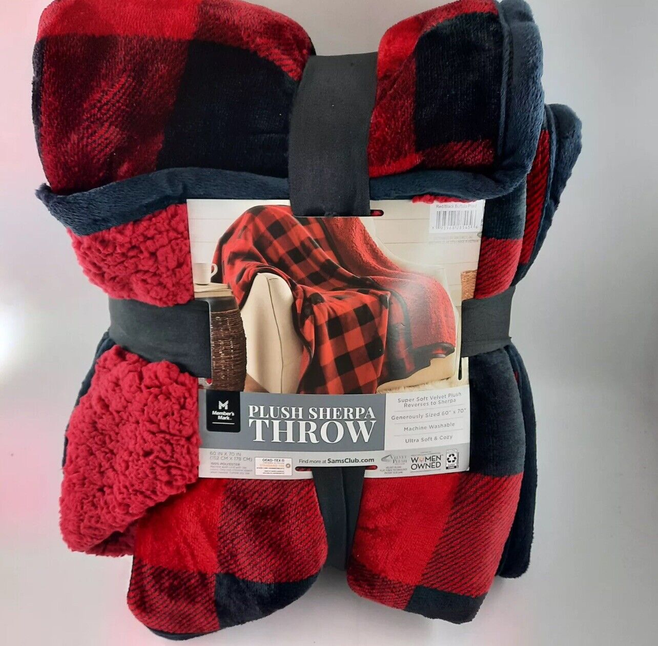 Members Mark Plush Sherpa Cozy Fleece Blanket Throw Harper Plaid Ultra Soft 2023