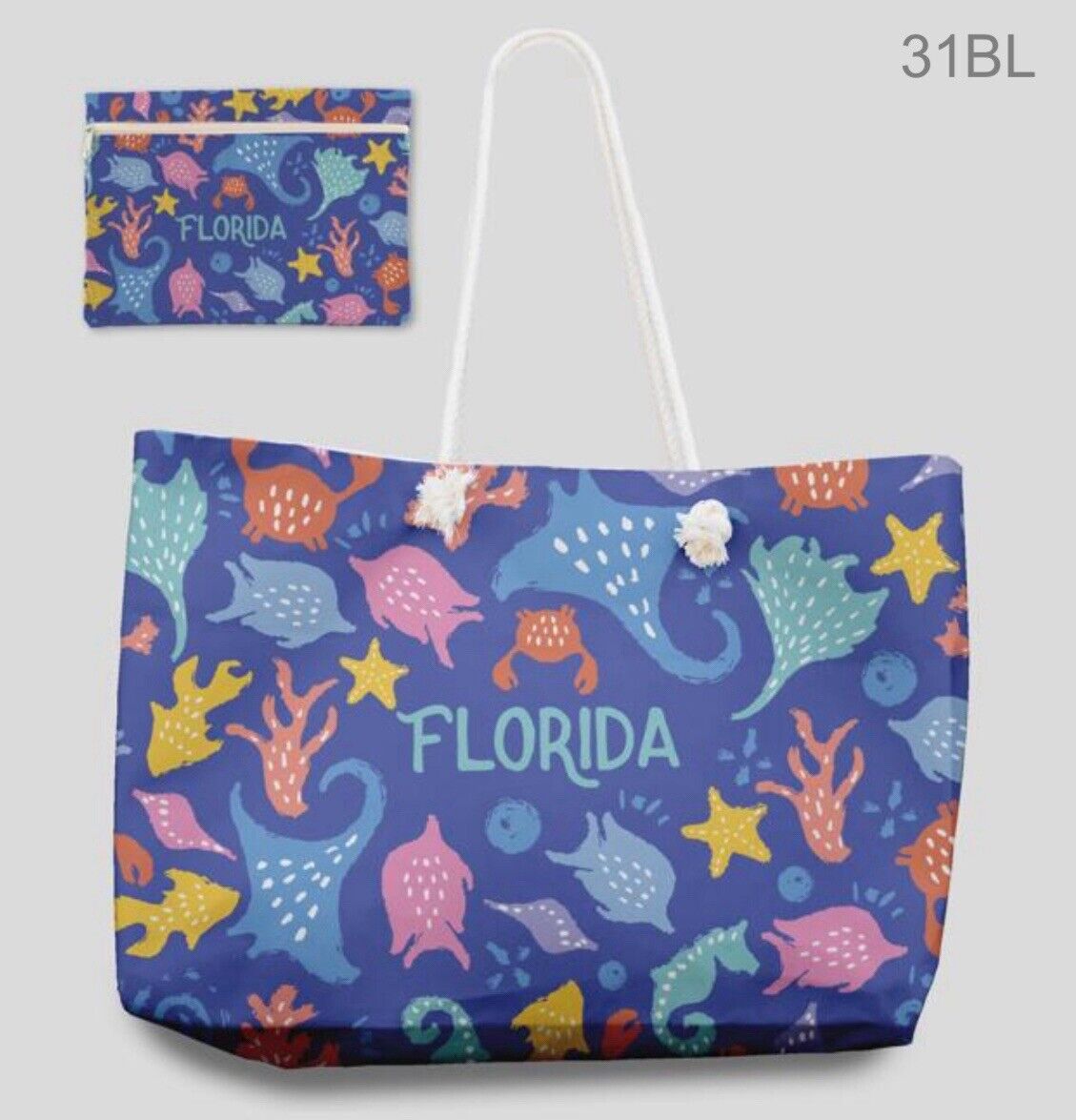 Florida Theme Tote Bag Beach 12 PCS ASSORTED (4 Of Each Model) 48 x 32 CM