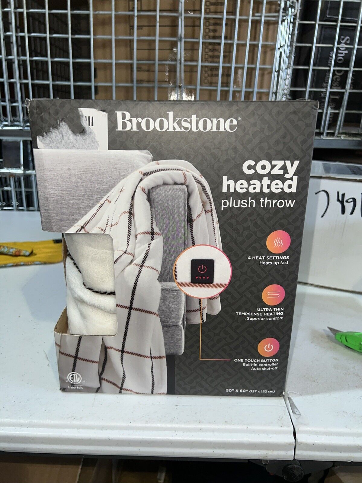 🕋 Brookstone Heated Plush Throw Heated Blanket Throw 🆕 50” X 60”