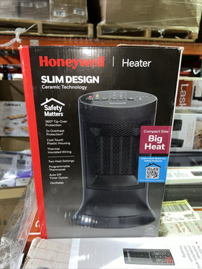 Honeywell Heater Slim Compact Ceramic Design Oscilltes 2 Heat Settings HCE309B