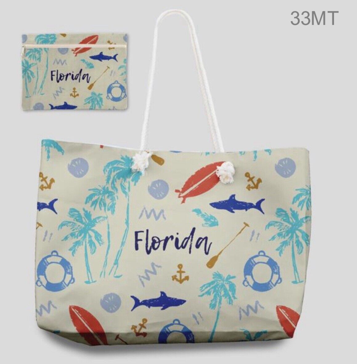 Florida Theme Tote Bag Beach 12 PCS ASSORTED (4 Of Each Model) 48 x 32 CM