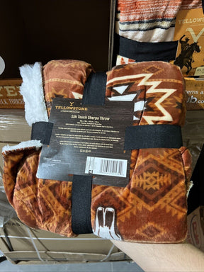 Yellowstone Throw Blanket Silk Touch Sherpa Darby Stripe 60x70 Inch Longhorn