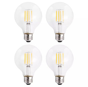 4 Pack G25 Clear Globe Filament Bulbs LED 2700K Warm White 4.5W =40W E26 120V