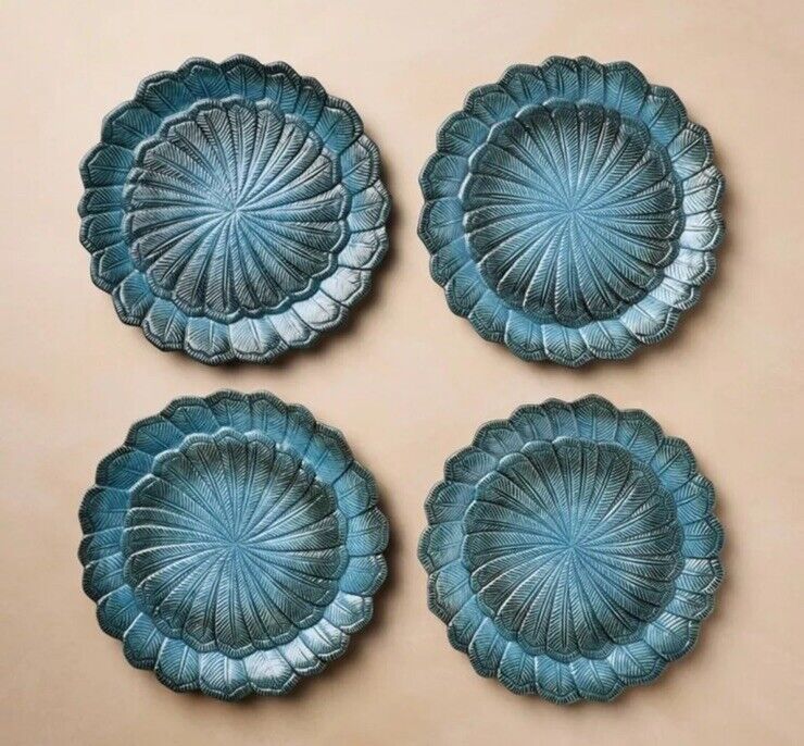 John Derian Target Thanksgiving Fall Feather Salad Plates Set Of 4 New