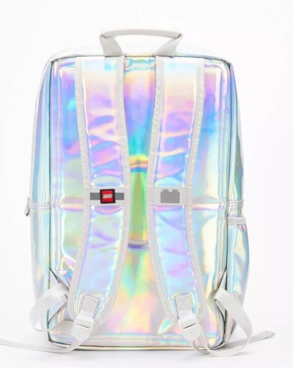 LEGO Brick 15" Silver Holographic Backpack - Unisex Kids & Adults - NWT!