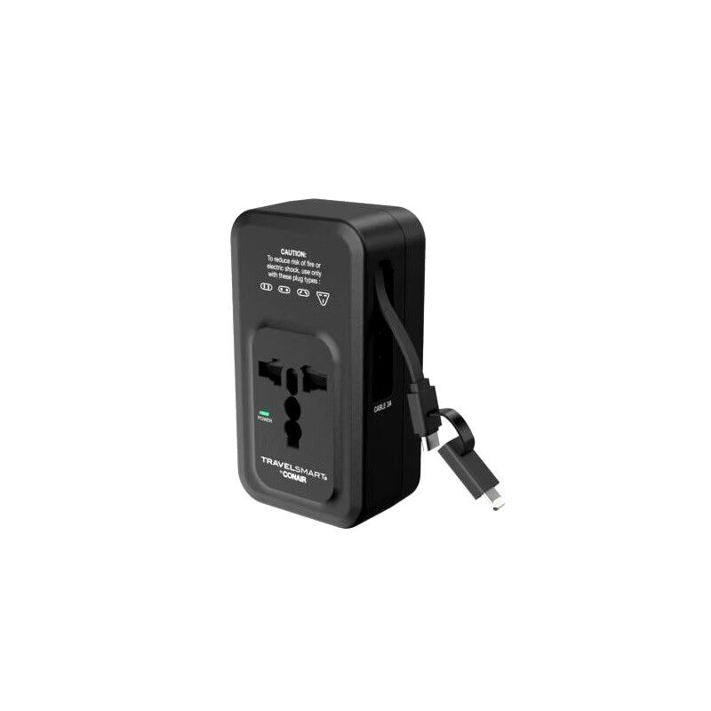 Travel Smart Does-It-All Adapter with Cables & USB-A & C Ports