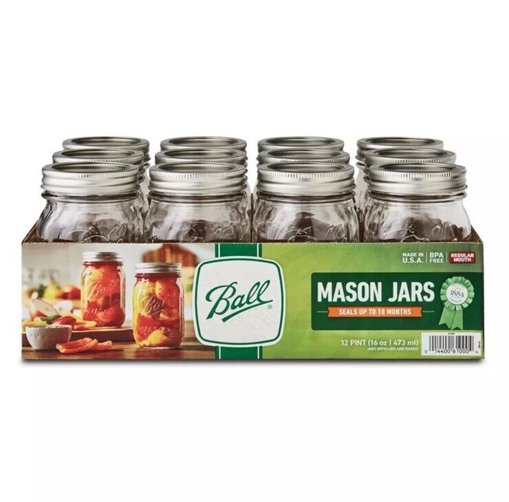 Ball Regular Mouth 16Oz Pint Mason Jars with Lids & Bands, 20 Count !