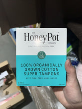 THE HONEY POT COMPANY - 100% ORGANIC SUPER TAMPONS UNSCENTED - 18 CT`