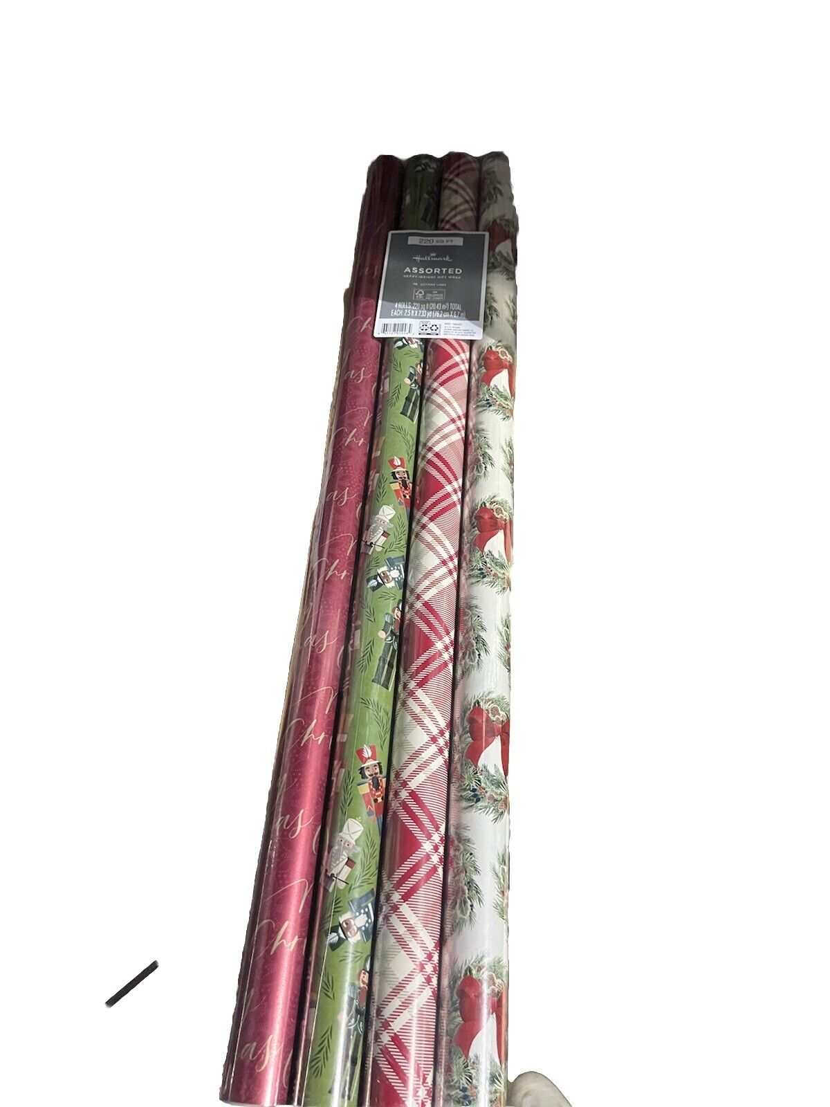 (4 PACK) 16 ROLLS  Hallmark Holiday Reversible Wrapping Paper Bundle Christmas