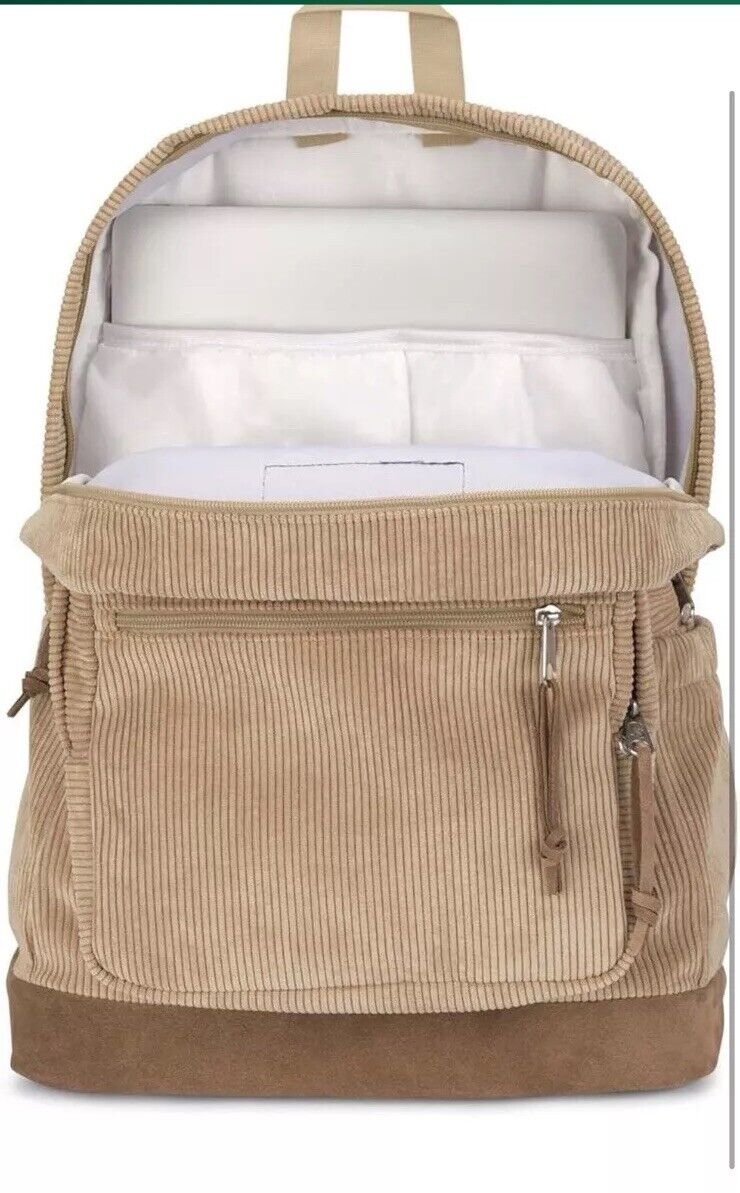 Jansport Cross Town Plus Remix 17” Backpack Travertine Corduroy Tan Brown School