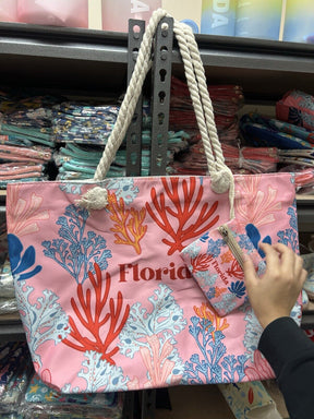 Florida Theme Tote Bag Beach 12 PCS ASSORTED (4 Of Each Model) 53 x 36 CM