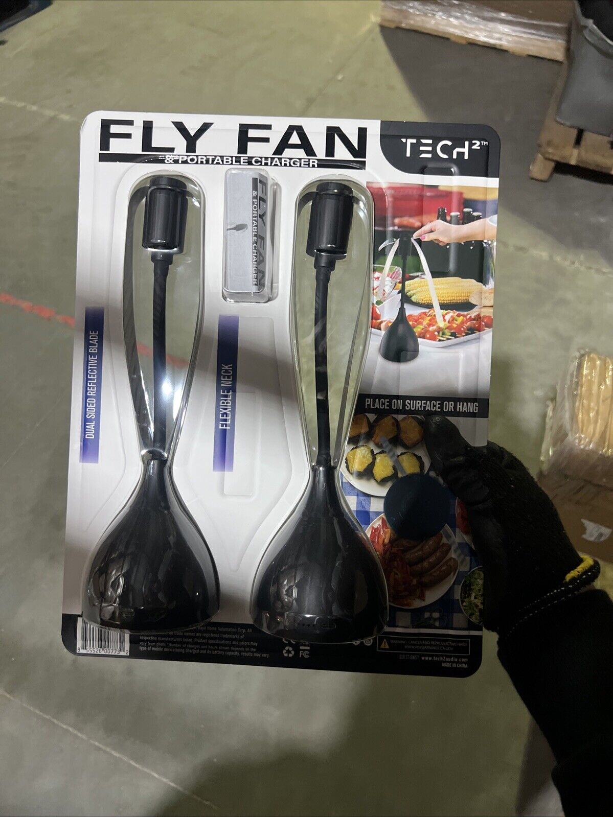 Tech2 Fly Fan & Portable Charger, Soft Blades, Silent Spin, Twin Pack, SEALED