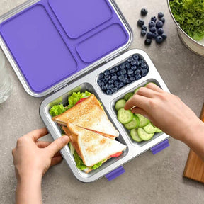 Stainless Steel Kids Lunch Box Leak-Resistant Eco-Friendly 3 Compartment Design