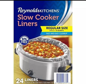 Reynolds Kitchens Slow Cooker Liners, Regular (Fits 3-8 Quarts), 24 Liners