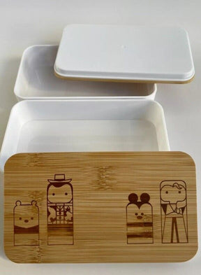 Disney Set of 2 Bento Lunch Boxes Bamboo Lids Disney100 Celebration Collection