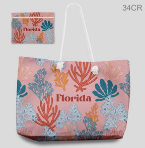 Florida Theme Tote Bag Beach 12 PCS ASSORTED (4 Of Each Model) 53 x 36 CM