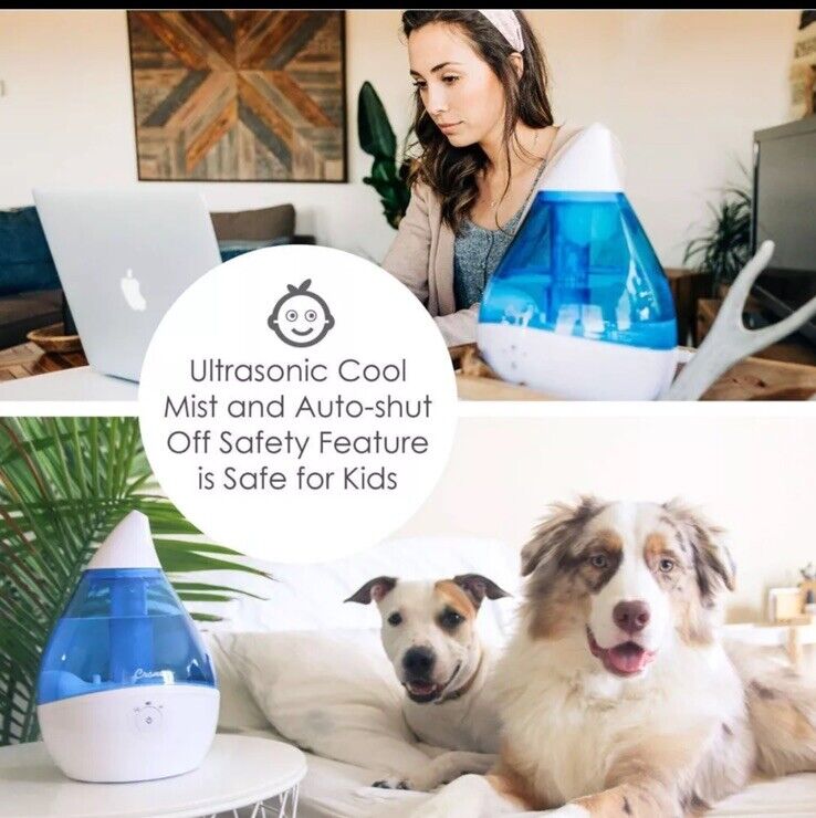 Crane Droplet Ultrasonic Cool Mist Humidifier - Blue/White