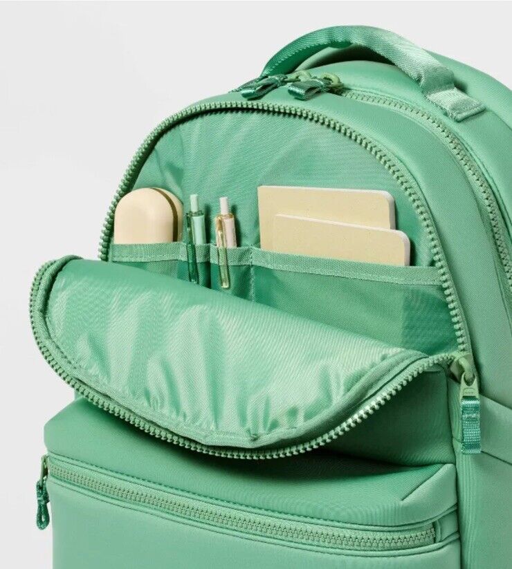 Faux Neoprene 17" Backpack - All In Motion Sage Green Laptop Compartment Pockets