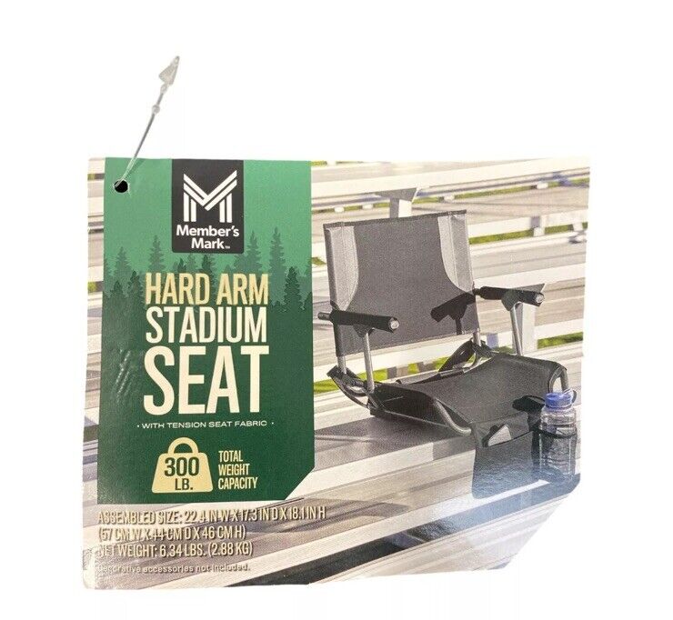 Member's Mark Lightweight Hard Arm Stadium Seat with Cup Holder (Black)