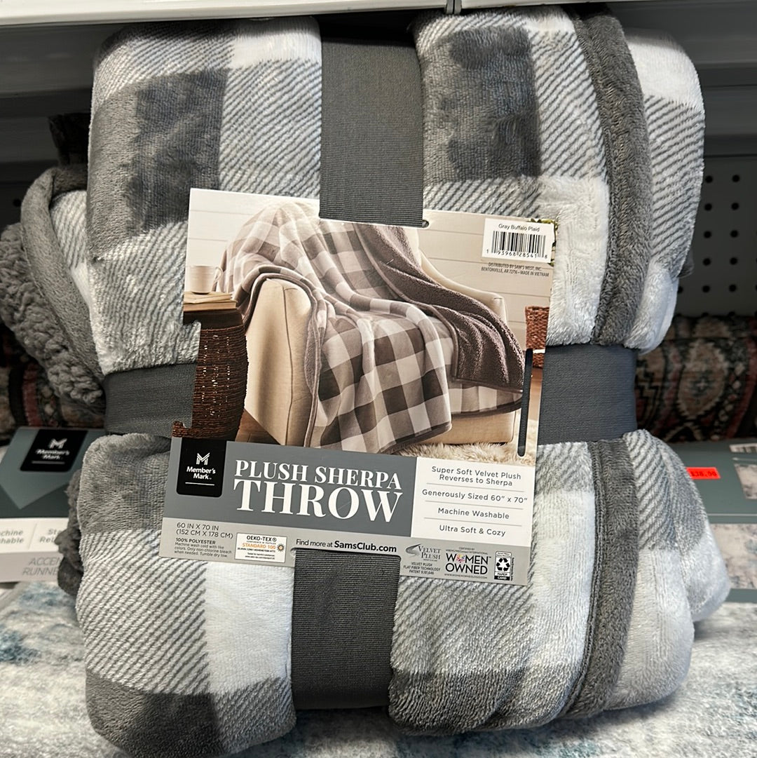 Plush Sherpa Throw Grey