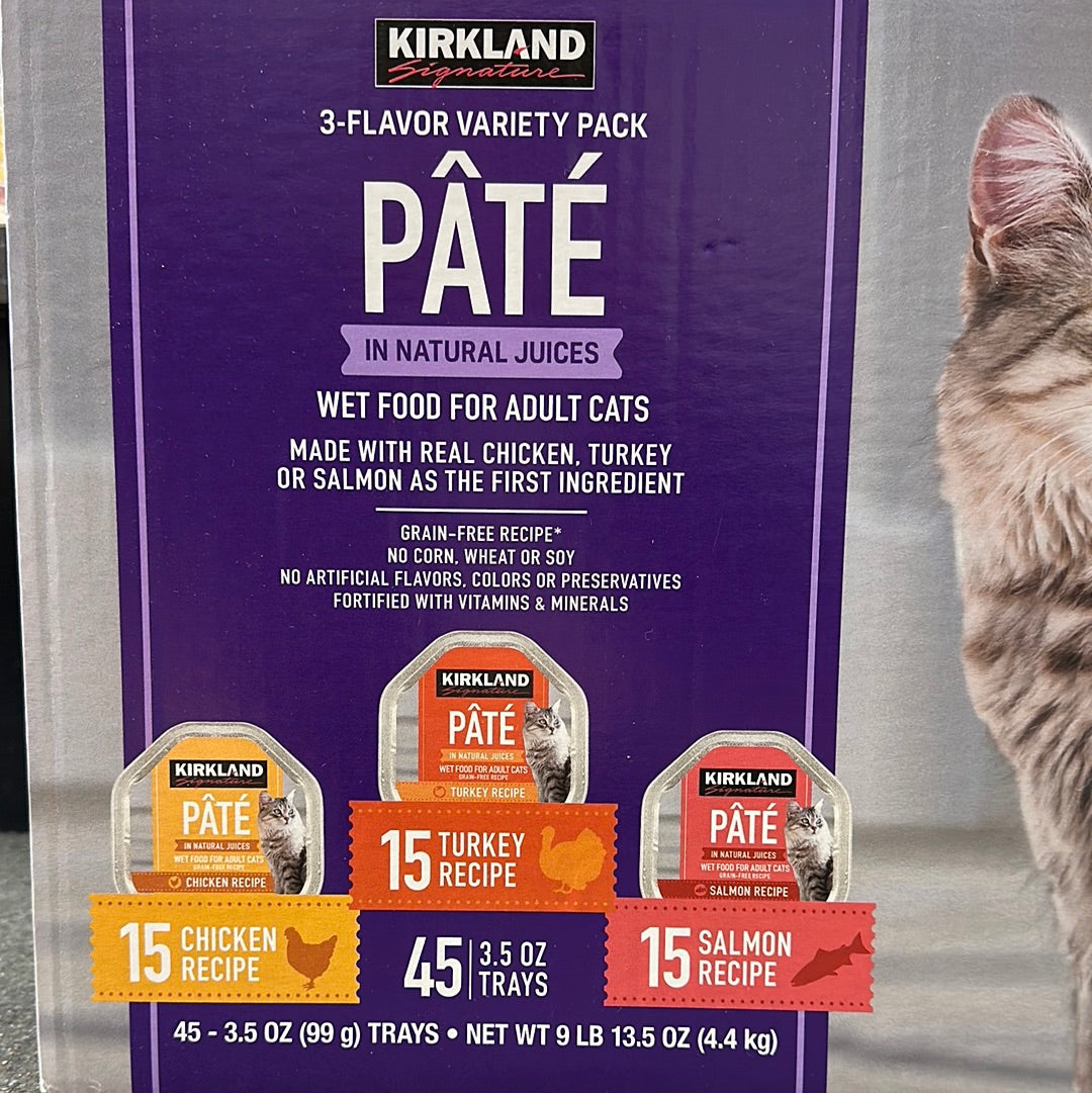 3 Flavor Variety Pack 45 Trays Cat Food Pate