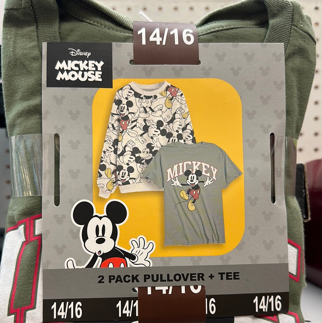 Disney Mickey Mouse 2 Pack Pullover + Tee Kids Size 14/16