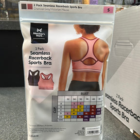 2 PK Seamless Racerback Sports Bra - Pink S