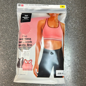 2 PK Seamless Racerback Sports Bra Pink M