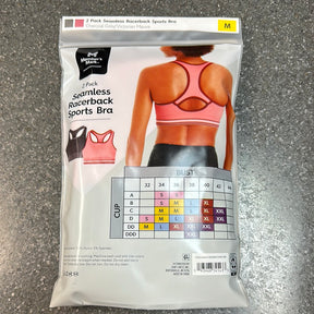 2 PK Seamless Racerback Sports Bra Pink M