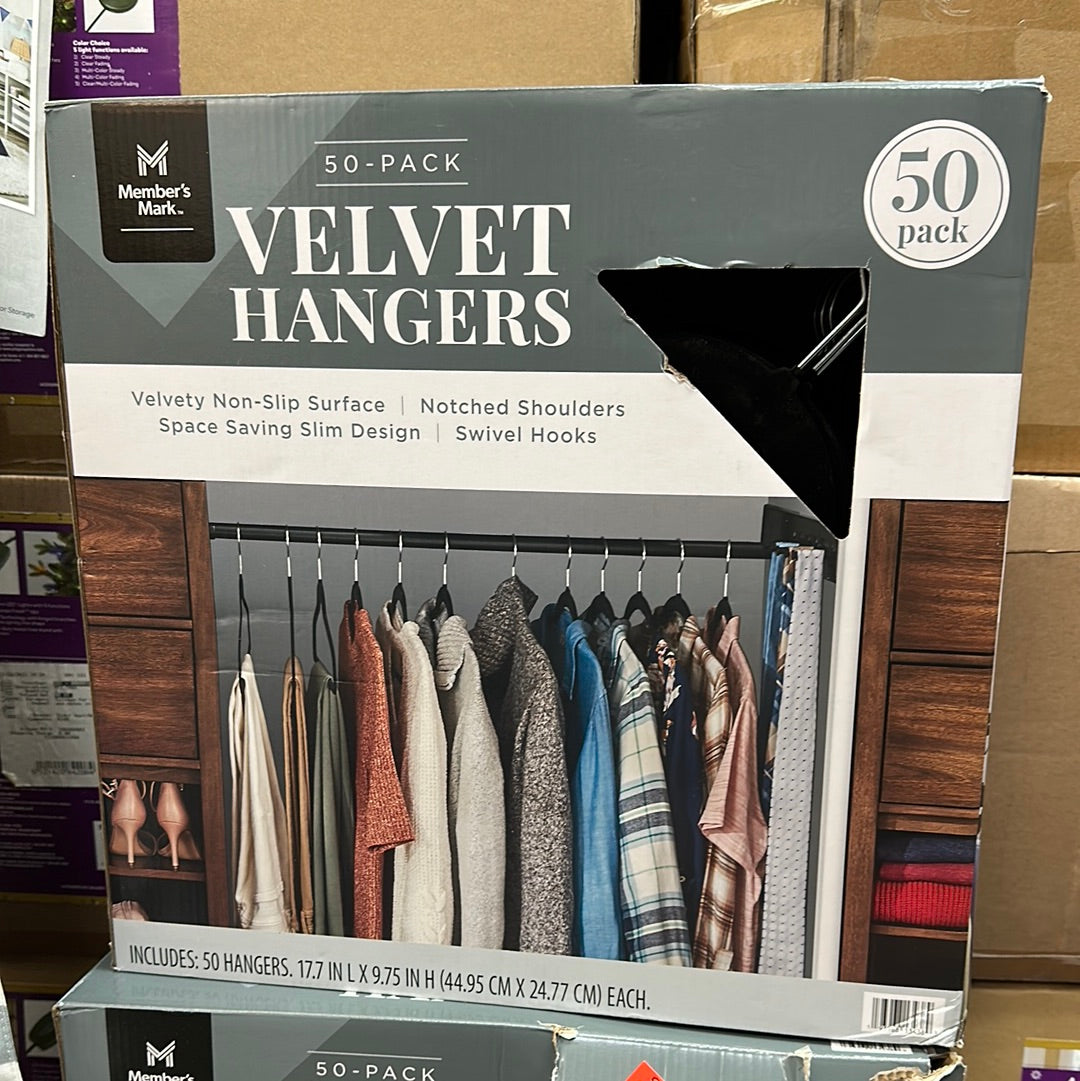 50 Pieces Black Velvet Hangers