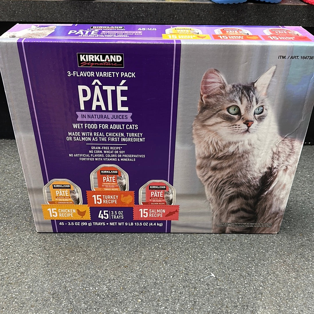 3 Flavor Variety Pack 45 Trays Cat Food Pate